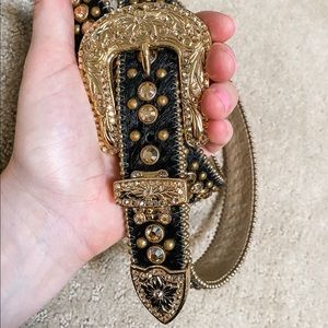 b.b. simon black & gold swarovski crystal belt